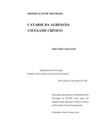 catarse da agressão: um exame crítico - Professor Tito Sena