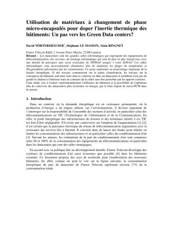 Utilisation de matériaux à changement de phase micro-encapsulés ...