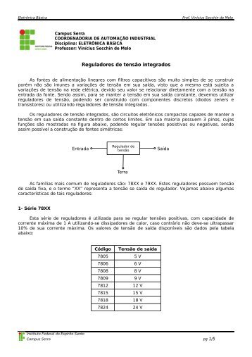 Reguladores de tensão - Campus Serra - Instituto Federal do ...