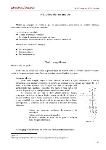 Formas de arranque de motores assíncronos