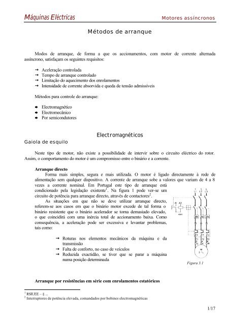 Formas de arranque de motores assíncronos