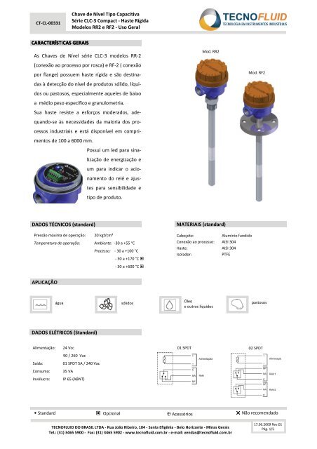 Chave de Nível Tipo Capacitiva Série CLC-3 Compact ... - Tecnofluid