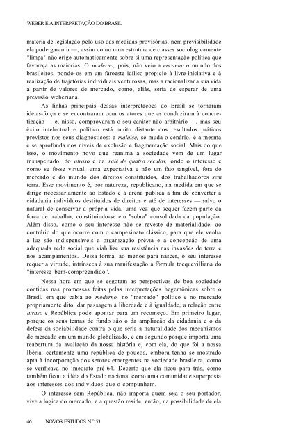 WEBER E A INTERPRETAÇÃO DO BRASIL1 - Revista Novos Estudos