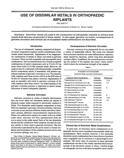 Galvanic Corrosion Chart Dissimilar Metals