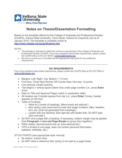 formatting for dissertation