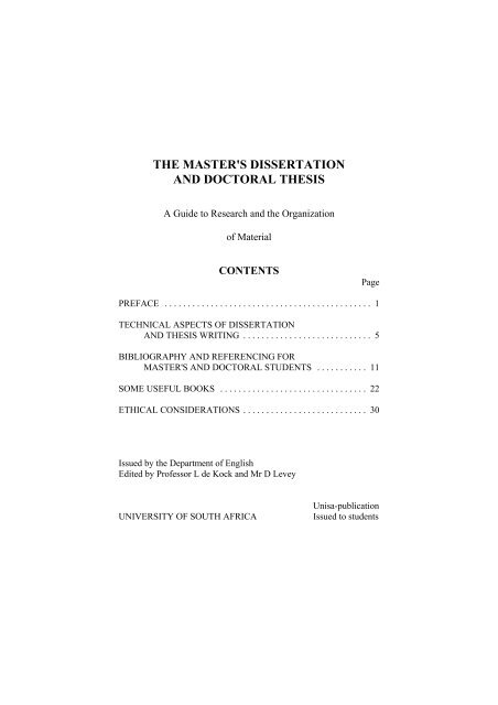 the master's dissertation and doctoral thesis - University of South Africa