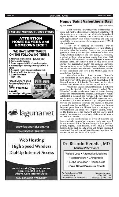 Volume 10 - Issue 1, February 15, 2008 - Lake Chapala Review