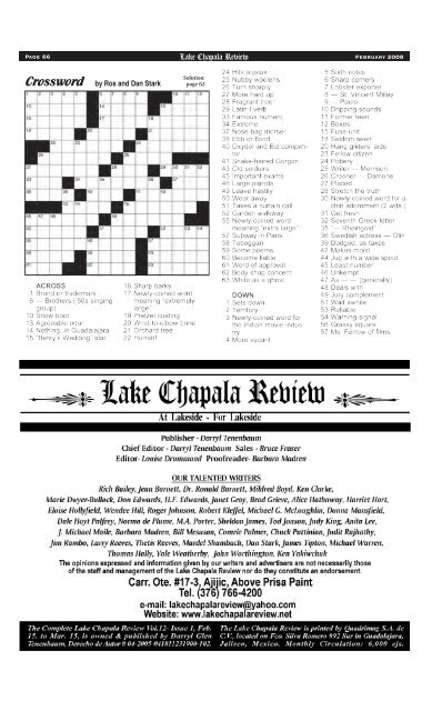 Volume 10 - Issue 1, February 15, 2008 - Lake Chapala Review
