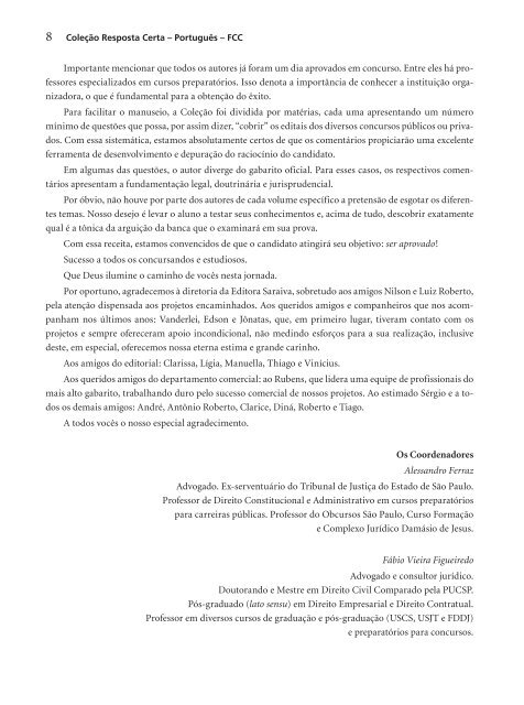 Coleção Resposta Certa – Português – FCC - Editora Saraiva