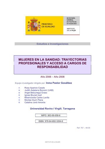 mujeres en la sanidad: trayectorias profesionales y acceso a cargos ...