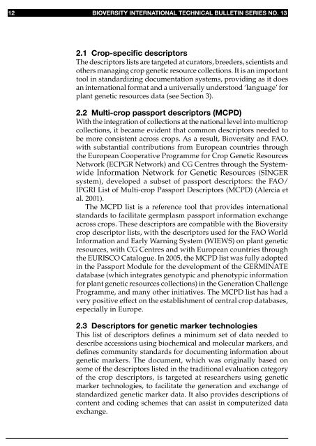 Developing crop descriptor lists - Bioversity International