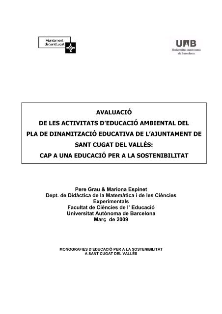 avaluació de les activitats d'educació ambiental del pla de ...