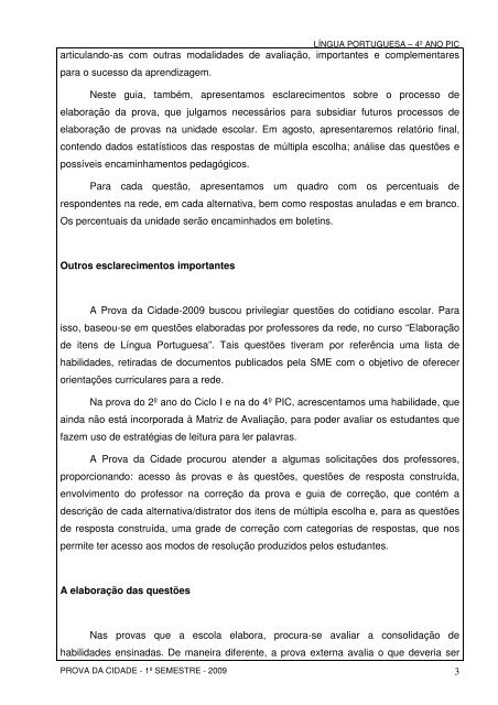 4º ano Ciclo I PIC - Secretaria Municipal de Educação