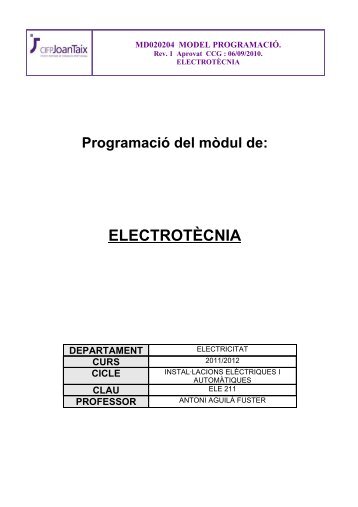 ELE21 - TÈCNIC EN INSTAL·LACIONS ... - CIFP JOAN TAIX