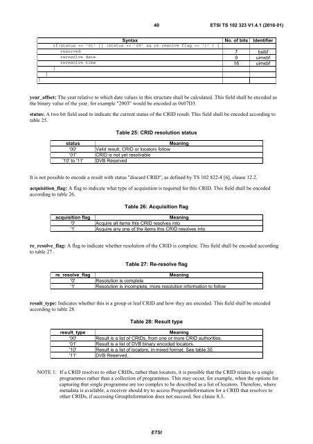 TS 102 323 - V1.4.1 - Digital Video Broadcasting (DVB ... - ETSI