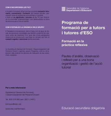 Programa de formació per a tutors i tutores d'ESO - Ateneu - Xtec