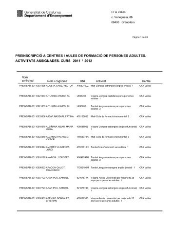 preinscripció a centres i aules de formació de persones ... - CFA Vallès