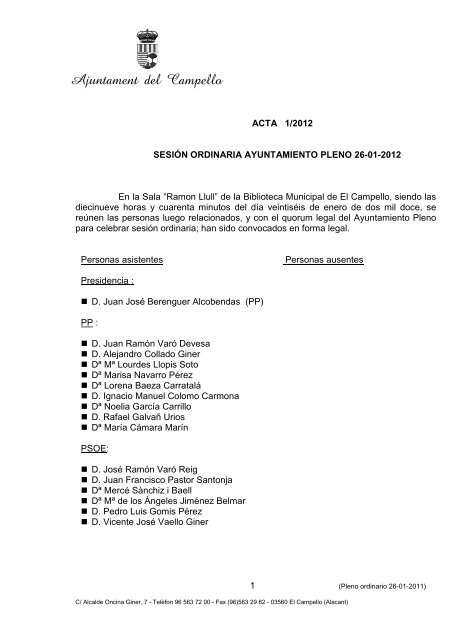 Pleno ACTA 01-2012P.pdf - Ayuntamiento de El Campello