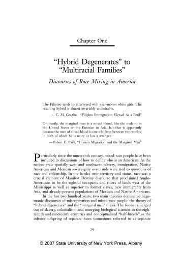 “Hybrid Degenerates” to “Multiracial Families” - SUNY Press