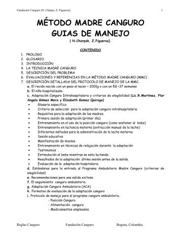 MMC, Guías de Manejo, N Charpak - Fundación Canguro