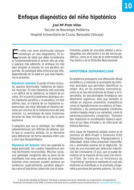 Enfoque diagnóstico del niño hipotónico - Asociación Española de ...