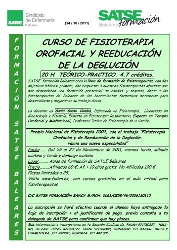 CURSO DE FISIOTERAPIA OROFACIAL Y REEDUCACIÓN DE LA ...