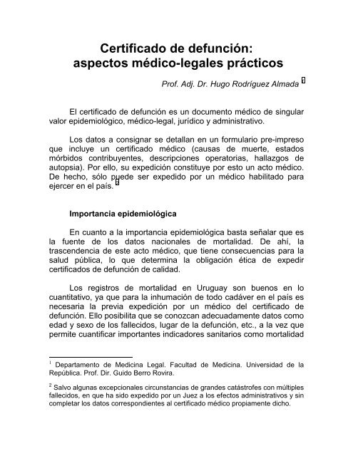 Certificado de defunción: aspectos médico-legales prácticos