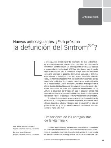 Nuevos anticoagulantes. ¿Está próxima la defunción del Sintrom