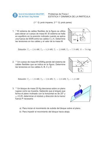 Problemas de Fısica I EST ´ATICA Y DIN ´AMICA DE LA PARTÍCULA