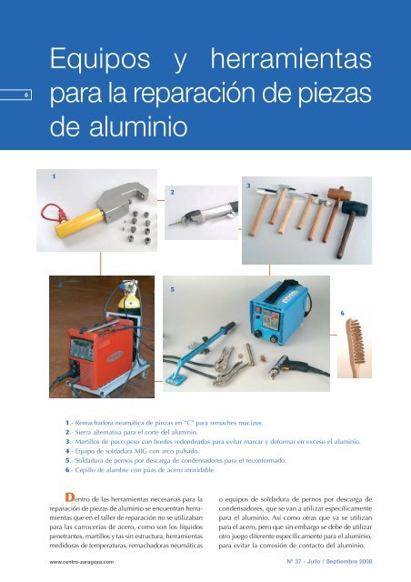 Equipos y herramientas para la reparación de ... - Centro Zaragoza