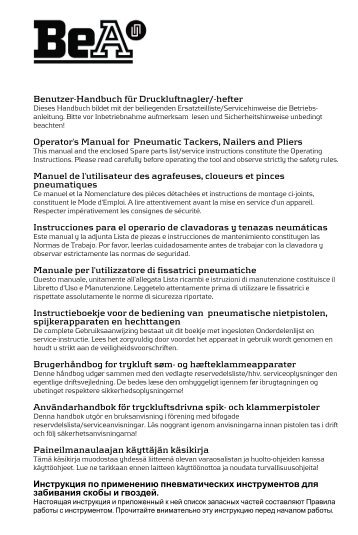 Benutzer-Handbuch für Druckluftnagler/-hefter Operator's ... - BeA