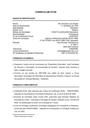 CURRICULUM VITAE - Universidade de Coimbra