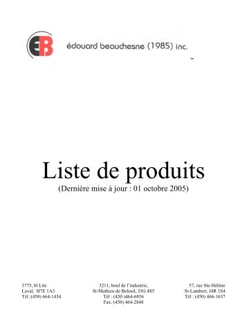 Liste de produits Ed. Beauchesne.