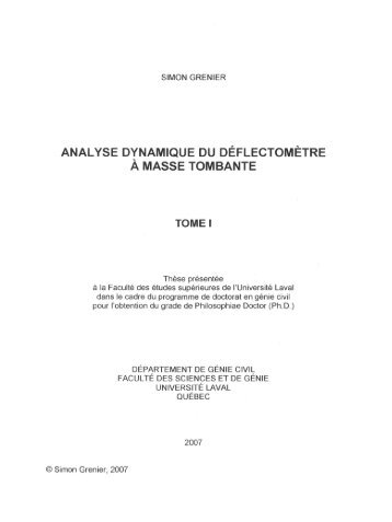 analyse dynamique du deflectometre à masse tombante - Serveur ...