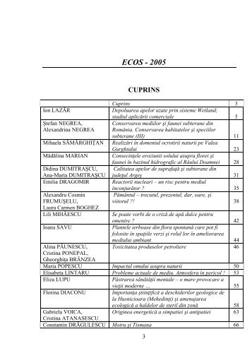 FLORA ŞI FAUNA RÂULUI DÂMBOVIŢA, - ecos - revista de ecologie