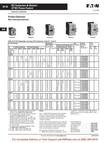 Eaton XTCE Contactors PDF - Klockner Moeller Parts