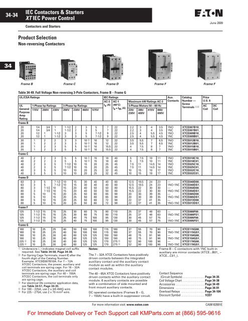 Nema Contactor Size Chart