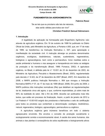 FUNDAMENTOS DA AGROHOMEOPATIA Fabrício Rossi ... - cesaho