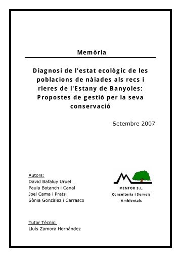 Memòria Diagnosi de l'estat ecològic de les poblacions de ... - UdG