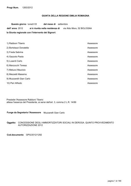 Delibera di GR n. 1263 del 03/09/2012 - ER Formazione e lavoro ...