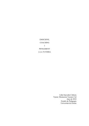 EMOCIONS, COACHING I PENSAMENT A LA TUTORIA Lídia ...