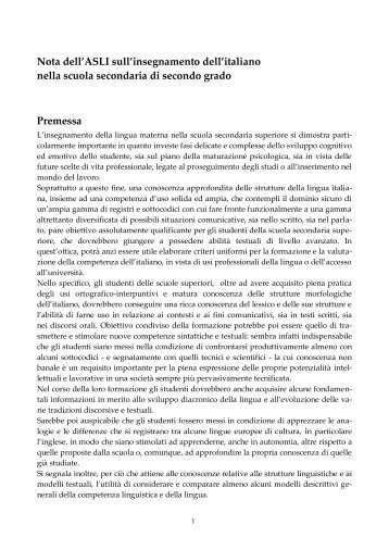 nota asli scuola medie superiori - ASLI - Associazione per la Storia ...