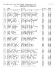 TMTA Math Contest at Tenn Tech University. Tuesday, April 17 ...