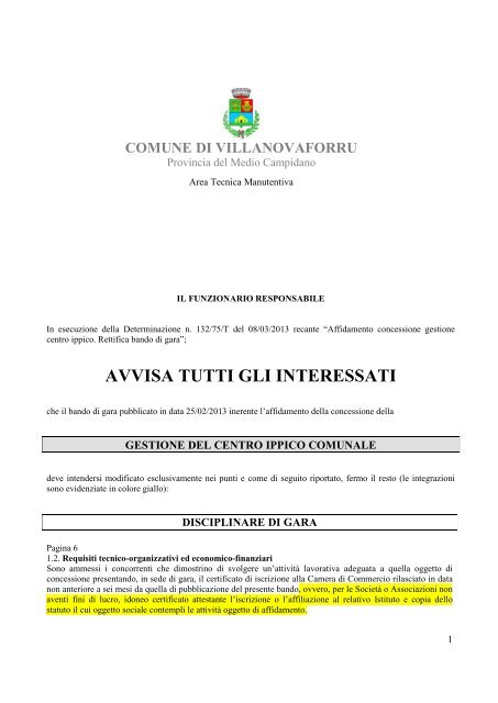 Avviso di rettifica del 08/03/2013 - Regione Autonoma della Sardegna