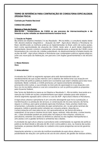 termo de referncia para contratao de consultoria especializada