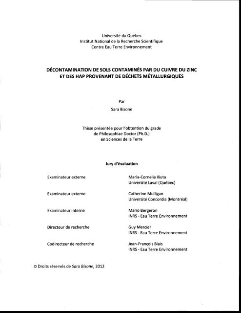 Decontaminatton De Sols Contamiiues Pen Du Inrs
