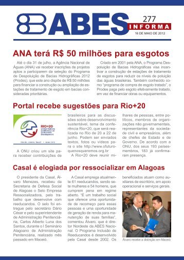 277 ANA terá R$ 50 milhões para esgotos - Abes