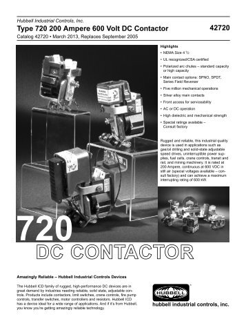 720 dc contactor - Hubbell Industrial Controls