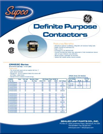 Contactors Prod Sheet - Supco