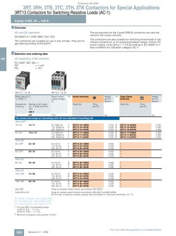 3RT, 3RH, 3TB, 3TC, 3TH, 3TK Contactors for Special Applications